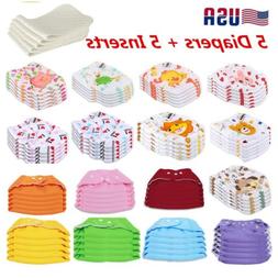 S + 5 Inserts Adjustable Reusable Baby Washable Cloth Pocket
