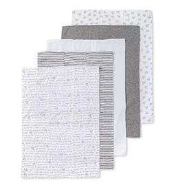 Burts Bees Baby 5 Piece Organic Burp Cloths, Heather Grey Va