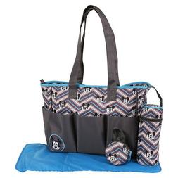Bag Set, Chevron Print, Grey/blue