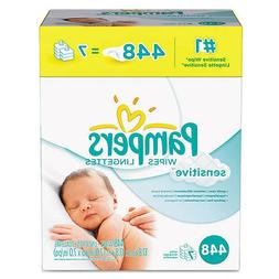 Pampers Sensitive Baby Wipes, White, Cotton, Unscented, 448/